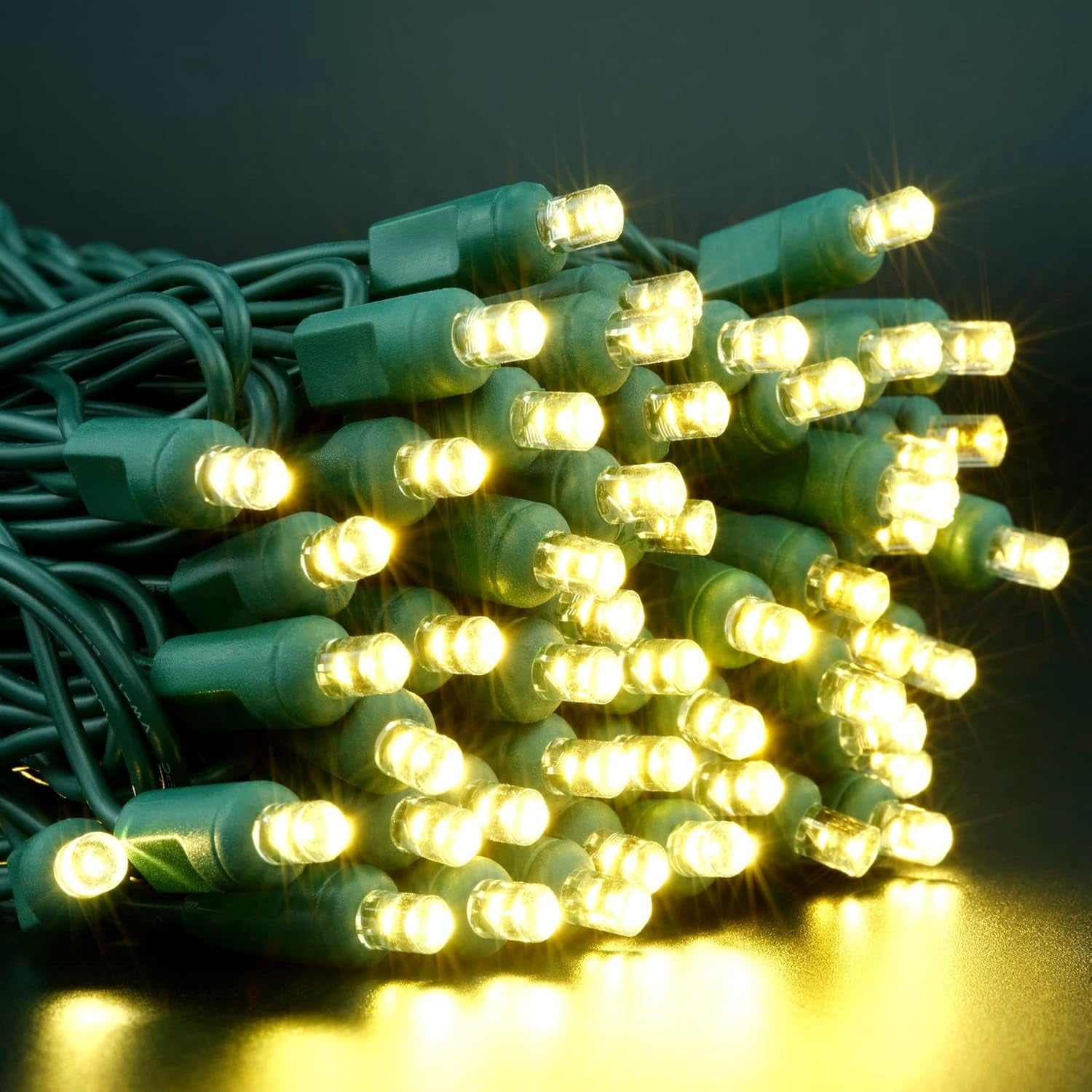 70 Lights 120V 5mm Wide Angle LED Christmas Lights, Warm White