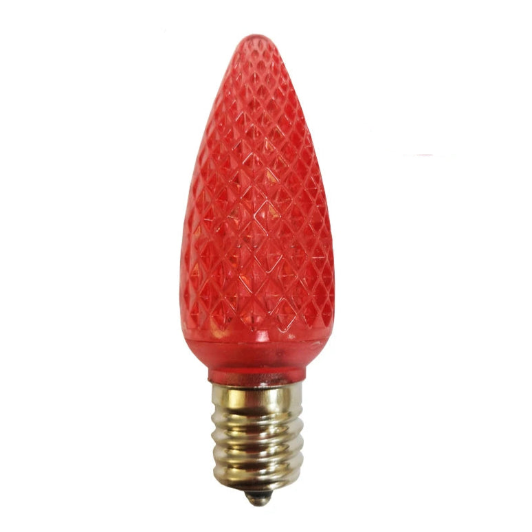 120V E17/C9 LED Replacement Christmas Faceted Light Bulb, Red