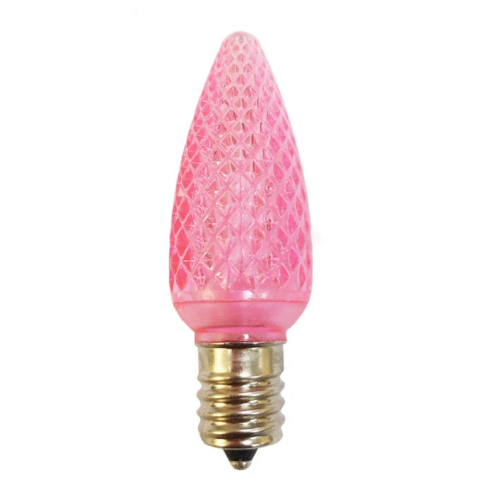 120V E17/C9 LED Replacement Christmas Faceted Light Bulb, Pink