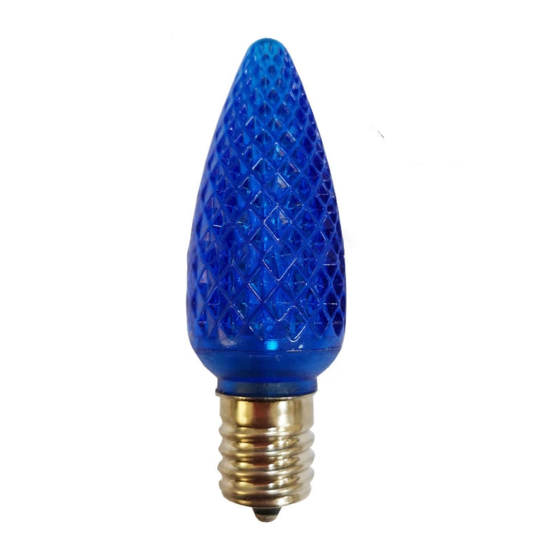 120V E17/C9 LED Replacement Christmas Faceted Light Bulb, Blue