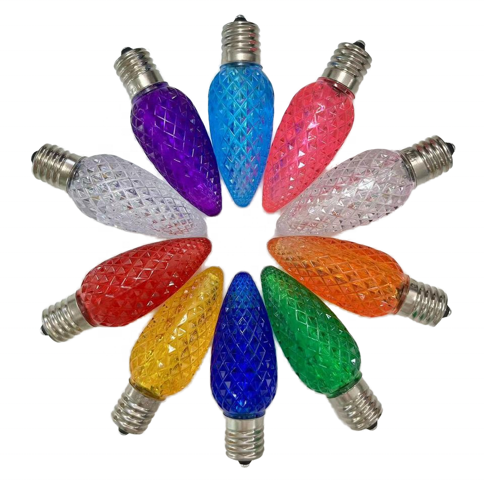 120V C9 LED Replacement Christmas Faceted Light Bulb, E17 Base