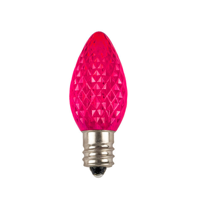 120V E12/C7 LED Replacement Christmas Faceted Light Bulb, Pink