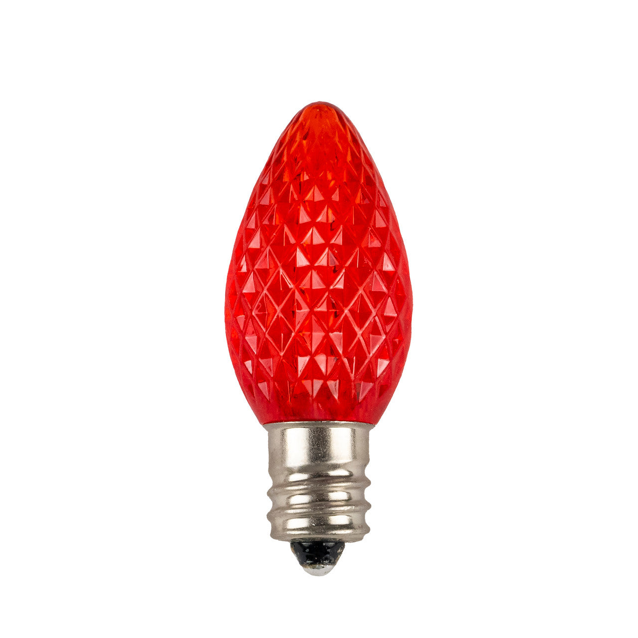 120V E12/C7 LED Replacement Christmas Faceted Light Bulb, Red