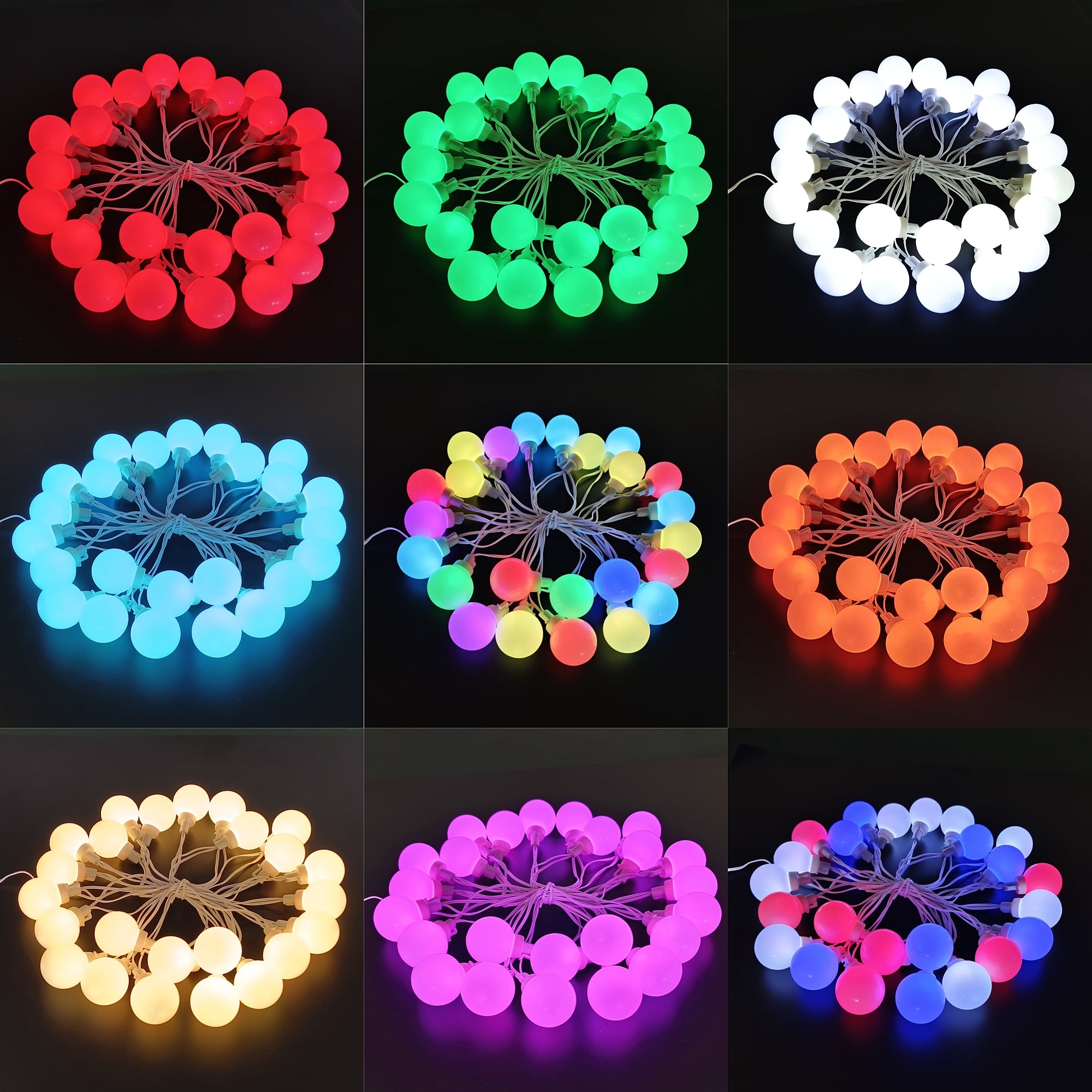 25 Lights Battery Operated Color Changing G40 LED Christmas Lights, RGB