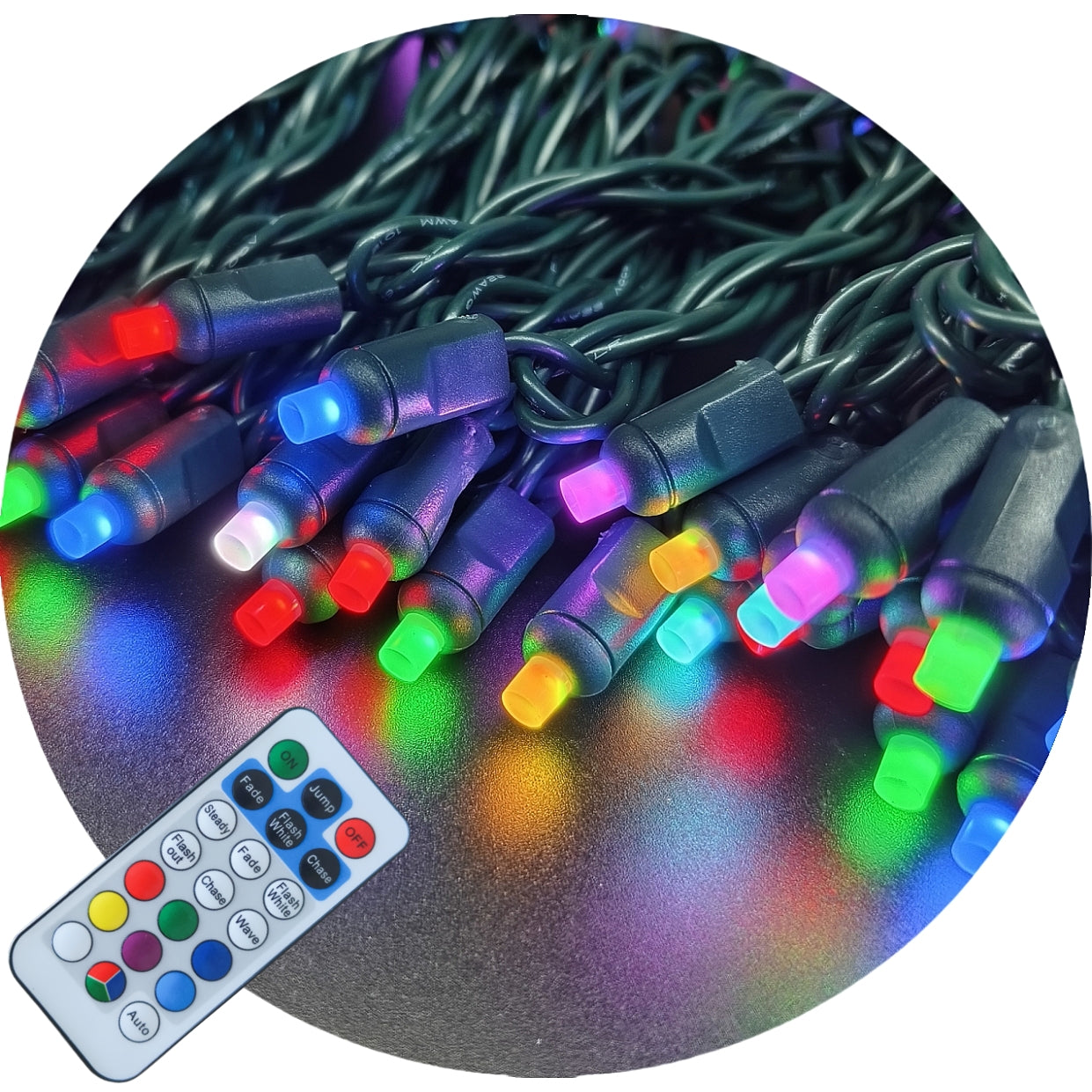 70 Lights 120V Color Changing 5mm Wide Angle LED Christmas Lights, RGB