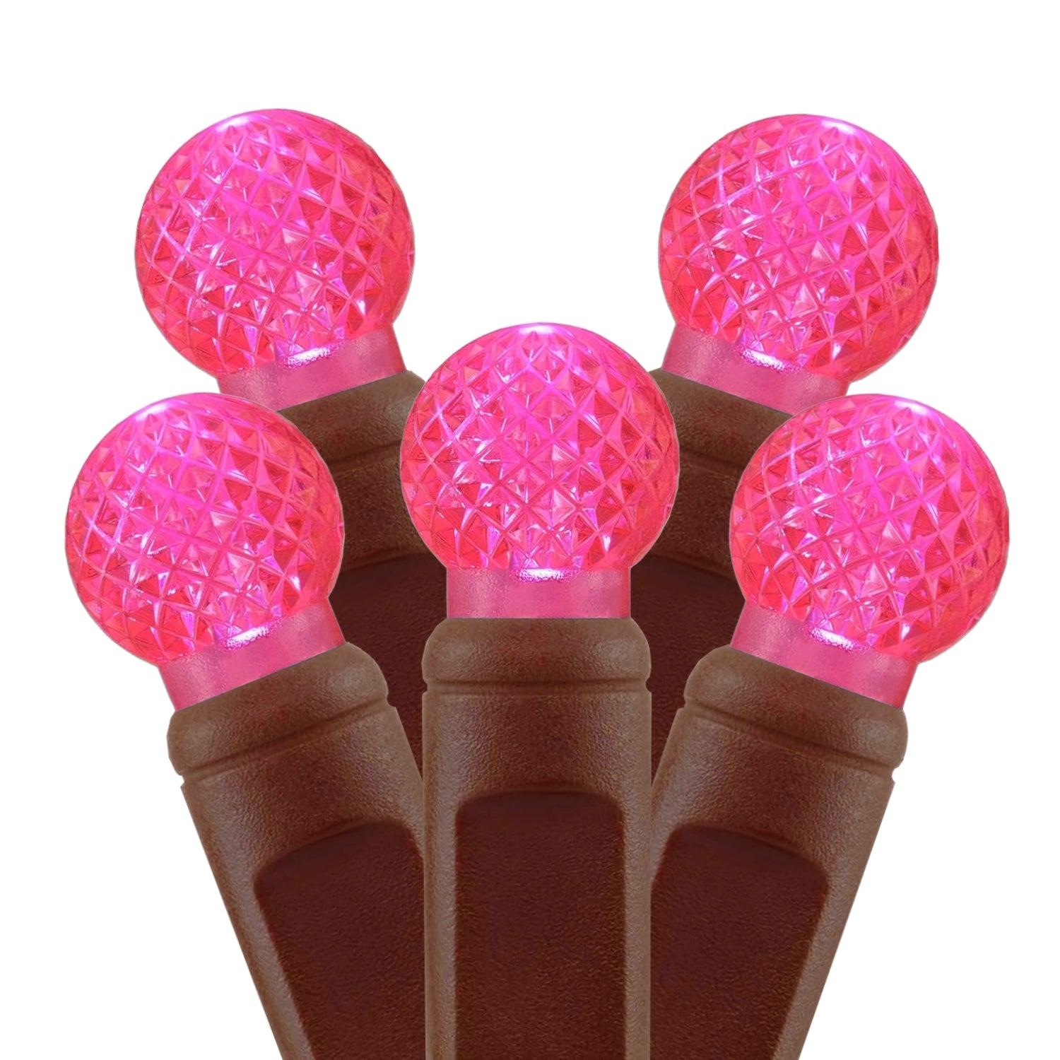 Commercial Grade Pink G12 LED Christmas Lights on Brown Wire