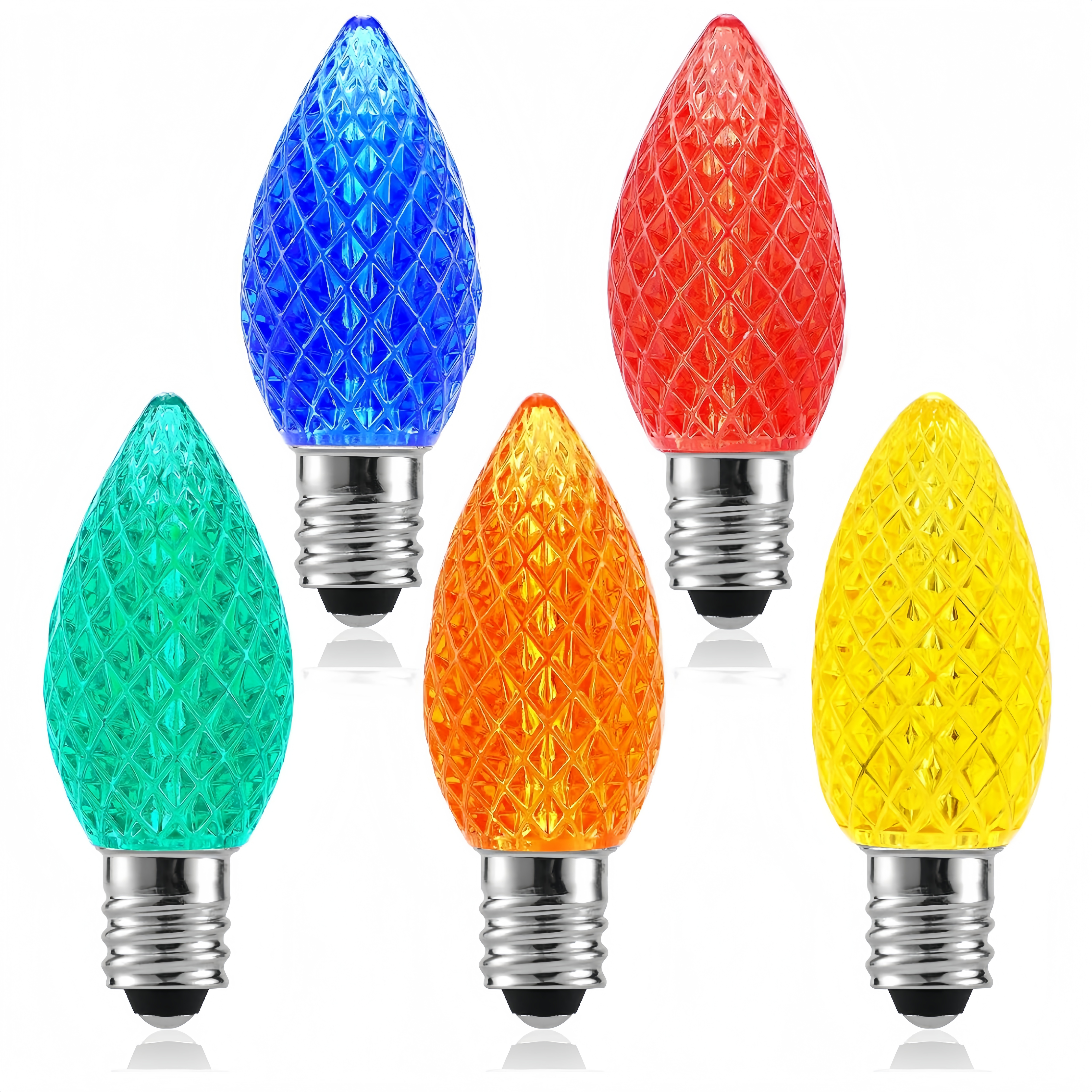 120V C7 LED Replacement Christmas Faceted Light Bulb, E12 Base