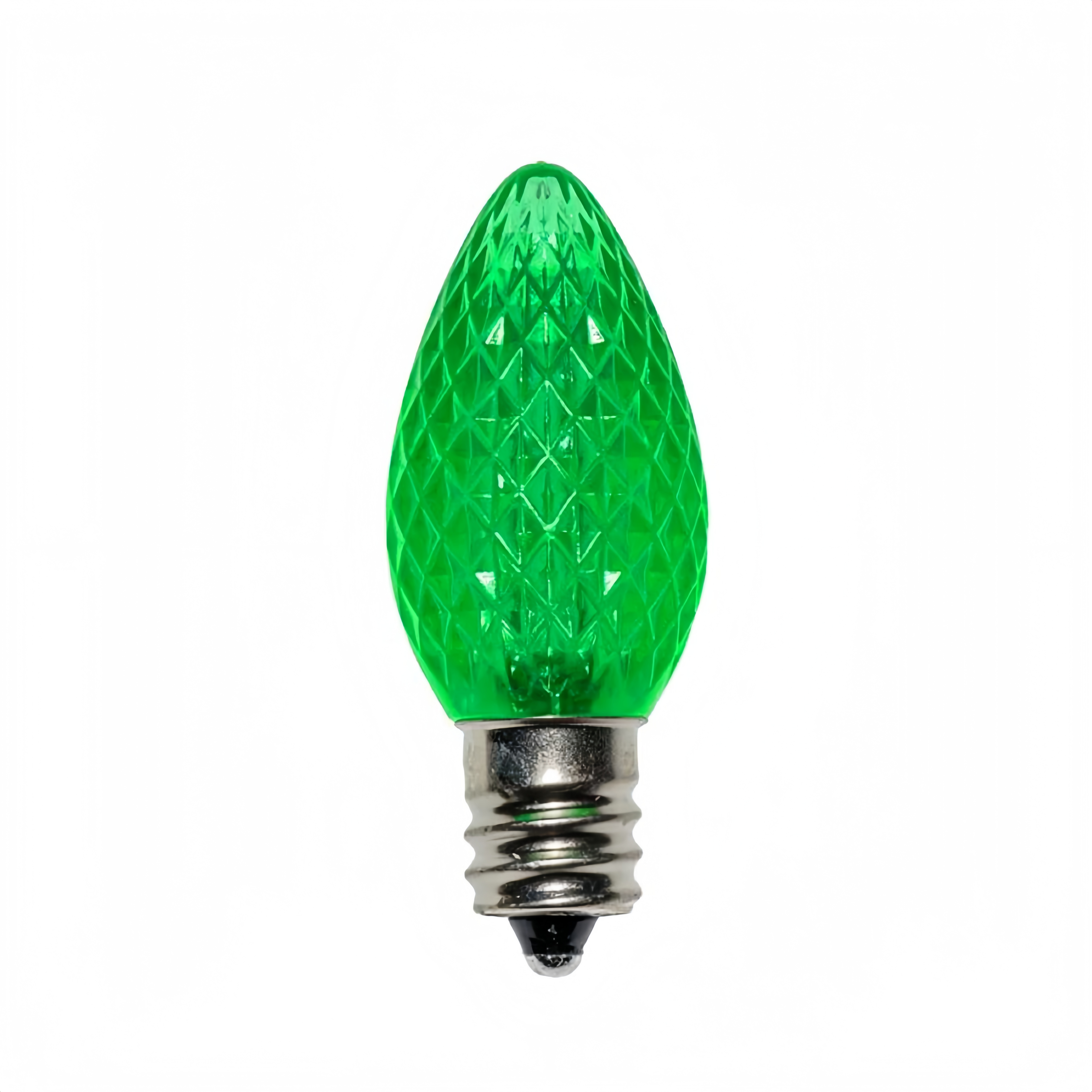 120V E12/C7 LED Replacement Christmas Faceted Light Bulb, Green