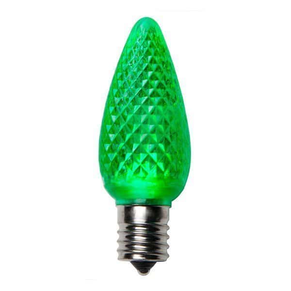 120V E17/C9 LED Replacement Christmas Faceted Light Bulb, Green