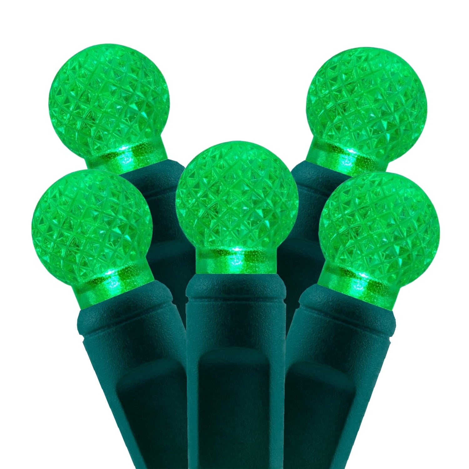 Commercial Grade Green G12 LED Christmas Lights on Green Wire