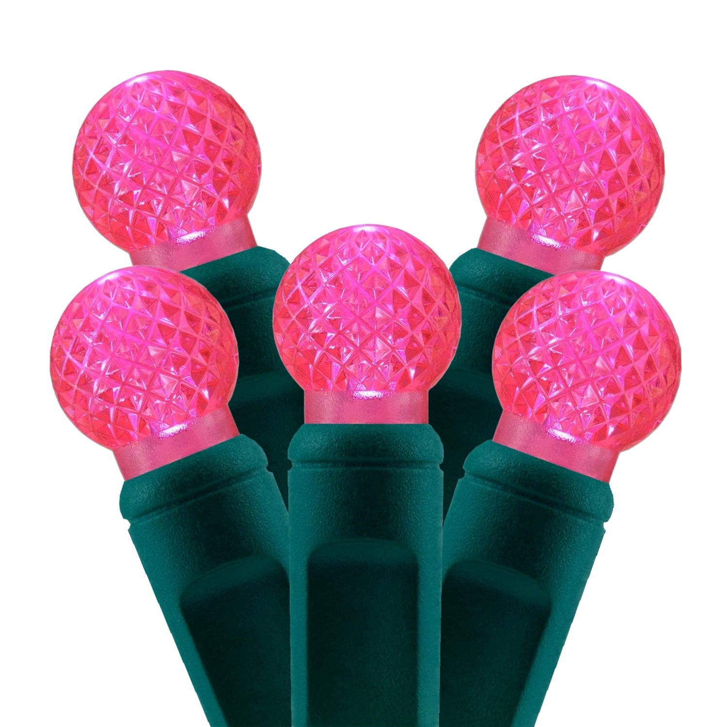 Commercial Grade Pink G12 LED Christmas Lights on Green Wire