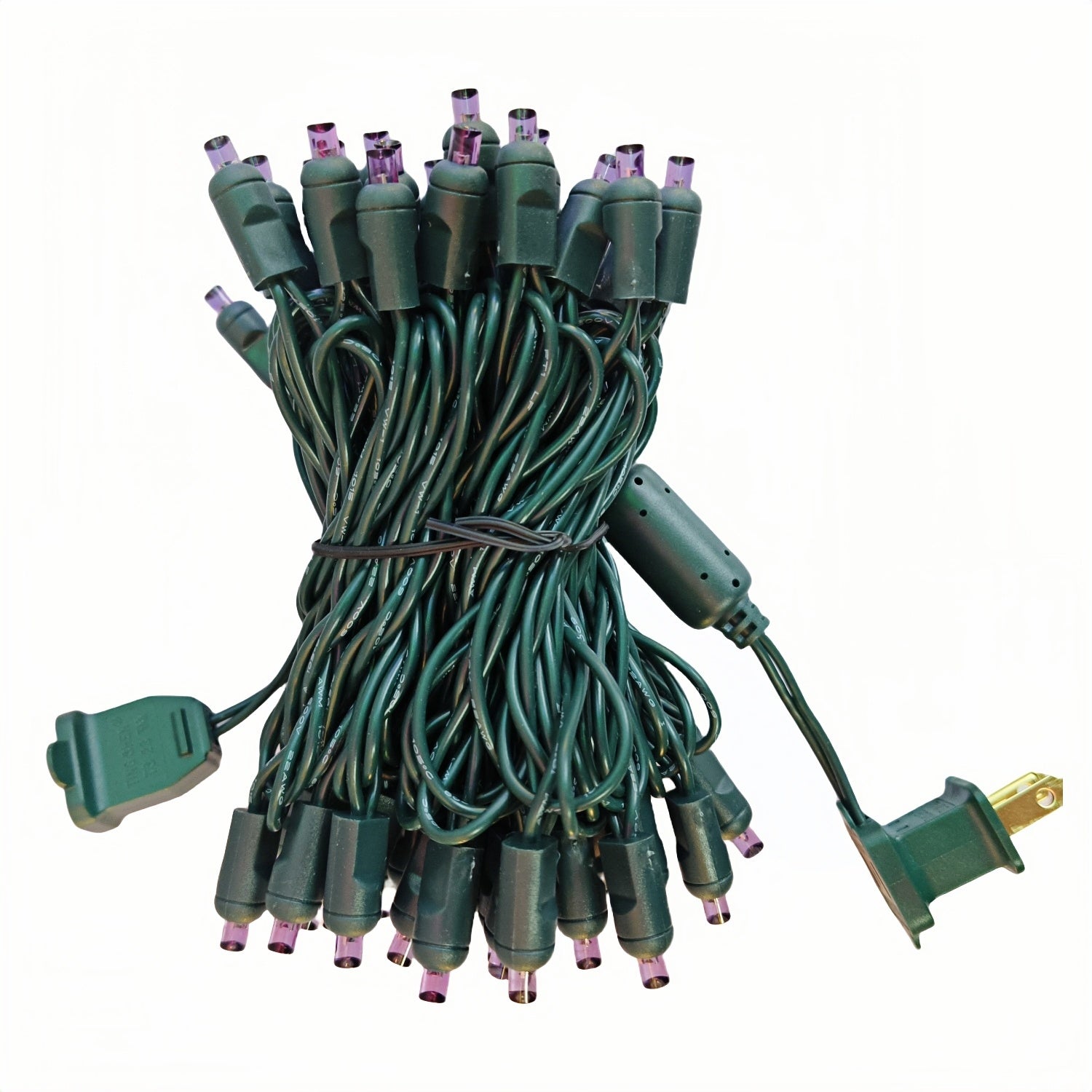 Commercial Grade Purple 5mm Wide Angle LED Christmas Lights on Green Wire