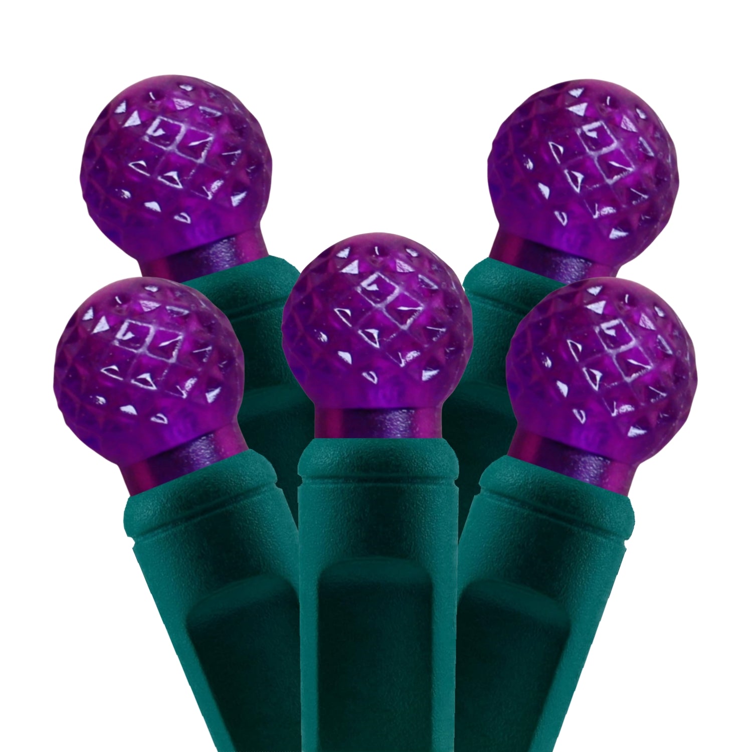 Commercial Grade Purple G12 LED Christmas Lights on Green Wire