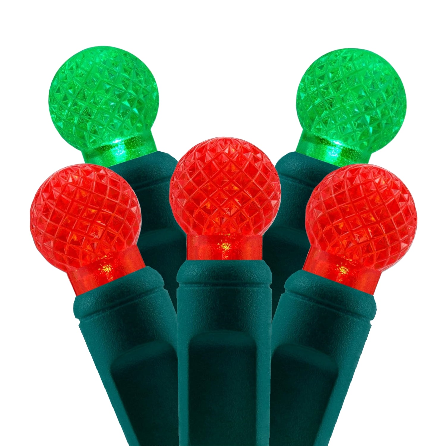 Commercial Grade Red Green G12 LED Christmas Lights on Green Wire