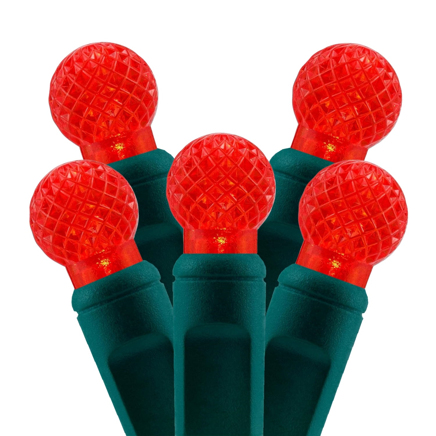 Commercial Grade Red G12 LED Christmas Lights on Green Wire