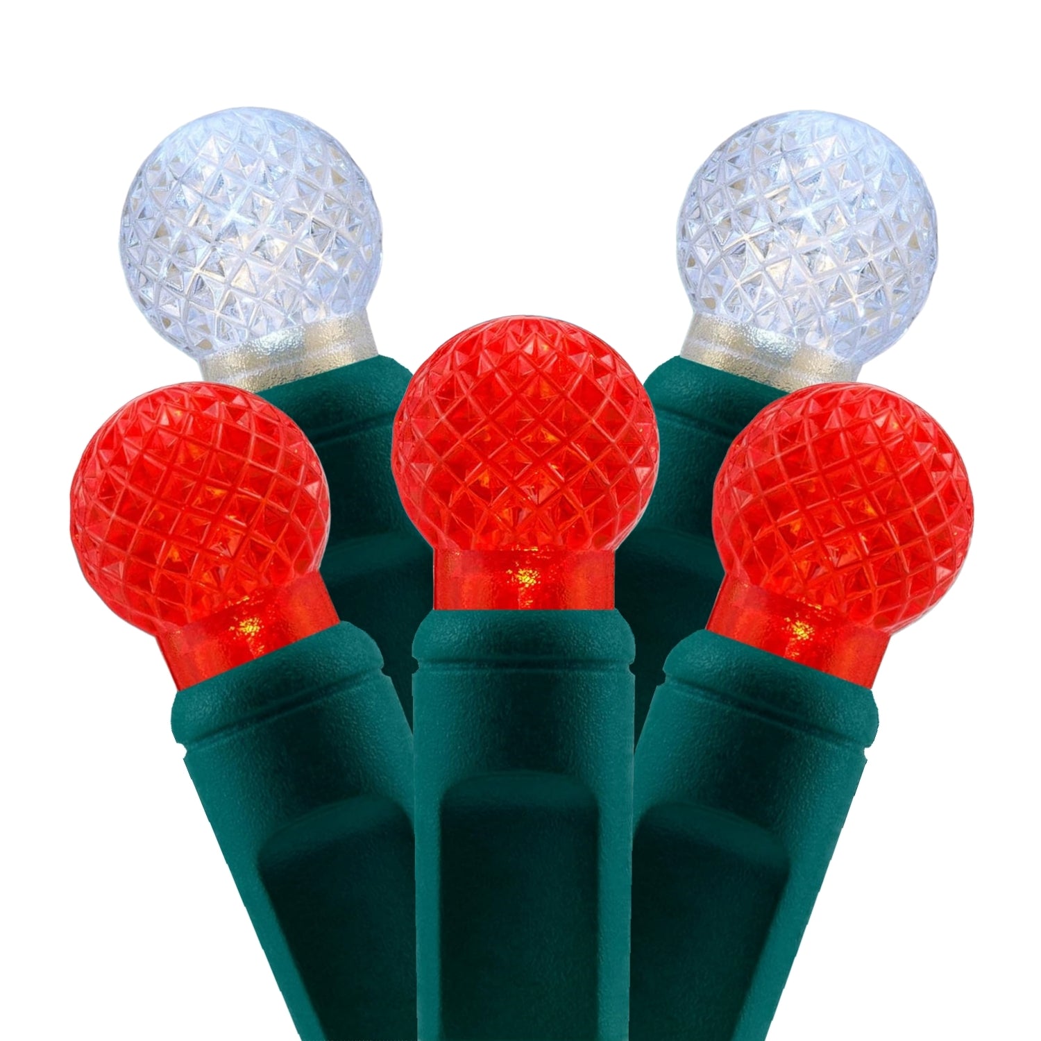 Commercial Grade Red White G12 LED Christmas Lights on Green Wire